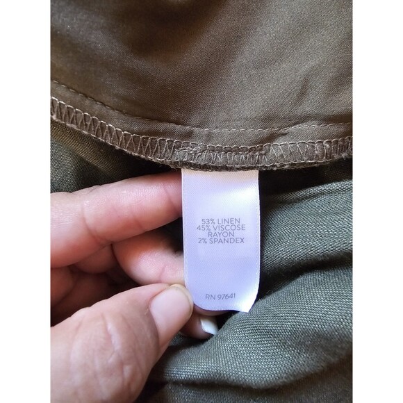 J Jill Pants Womens M Green High Rise Paper Bag Waist Linen Blend Wide Leg Crop - Picture 3 of 7